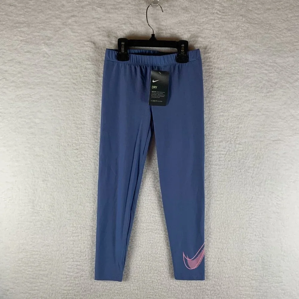 Nike Iridescent Legging Girls Large Blue Dri-Fit Royal Pulse Pull On 6823